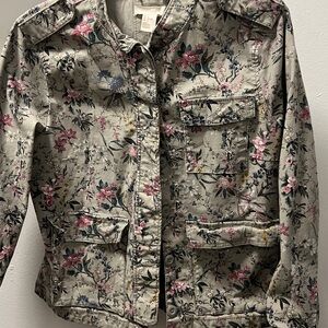 H&M Light Gray Jacket with Subtle Pink Details